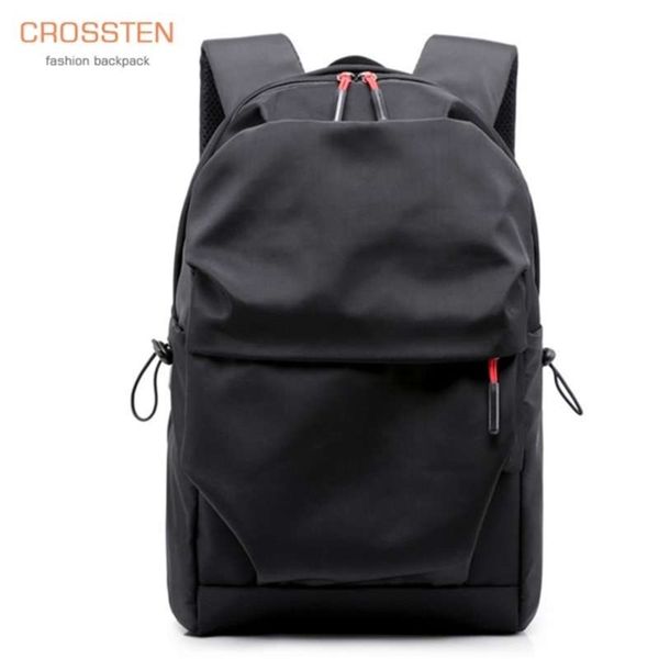 

crossten fashion urban backpack 15 lapbag large capacity pleated casual schoolbag waterproof teenage student mochila 210929
