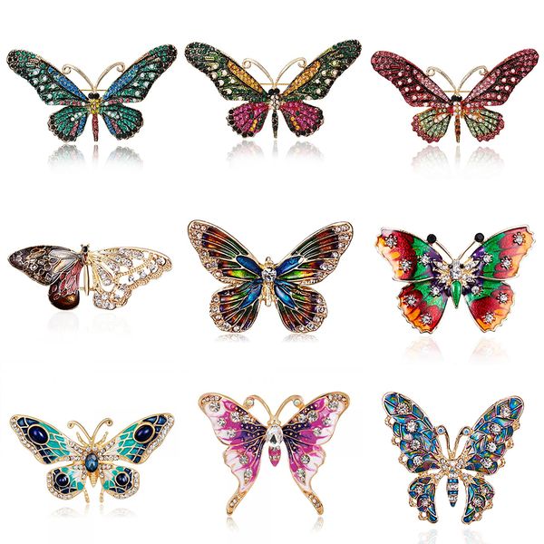 

delicate rhinestone butterfly brooches women elegant crystal insect brooch pins fashion wedding party jewelry coat accessoriesdio chan conta, Gray