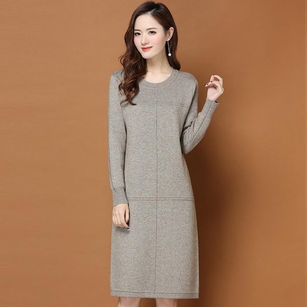 

women's sweaters fashion 2021 autumn winter women long sweater dress pullovers warm knitted pullover dresses lady, White;black