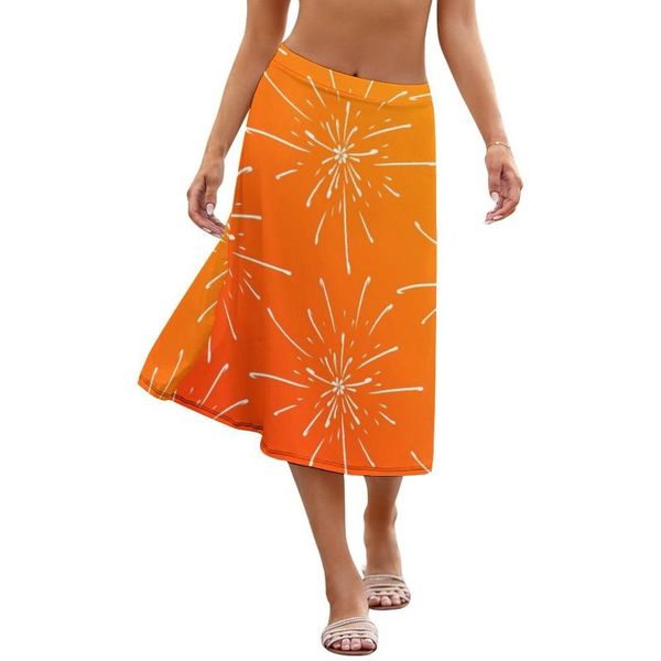 

skirts red flare skirt polyester girls printed spring fashion midi, Black