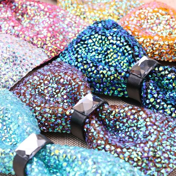 

qlz bow tie crystal water butterfly rhinestone rhinestonediamond all over the sky star men's bow ties and women's banquet nightclub super f, Black;gray
