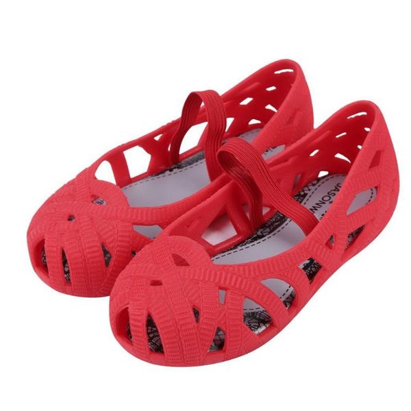

mini shoes 2021 jelly sandals for baby infantil girls birdnest kids children cut-outs beach, Black;red