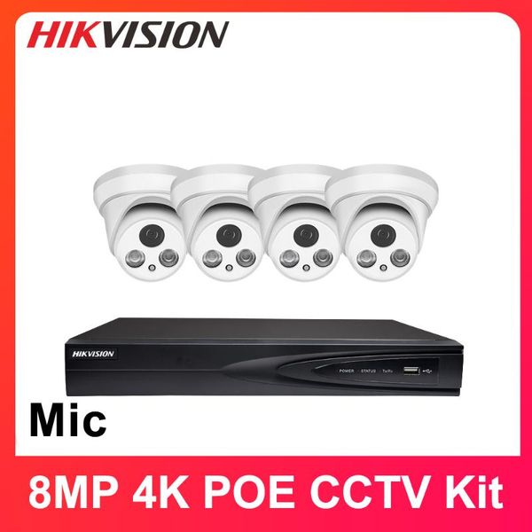 

hikvision cctv kit 8mp 8ch poe nvr ds-7608ni-q1/8p 4k h.265 sata for ipc security system wireless camera kits