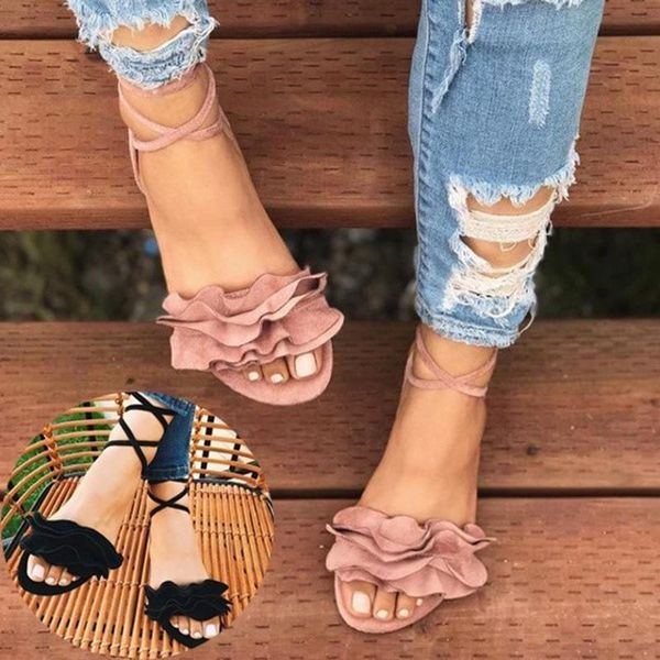 

shoes woman fashion tassel straps flat sandals for women flip-flops summer beach female 2021 plus size, Black