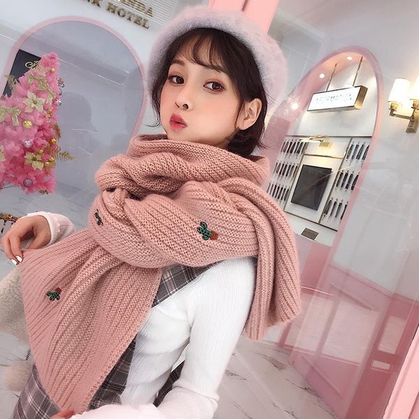 

scarves women scarf korean wool student long thick warm knitting winter red pink grey yellow, Blue;gray