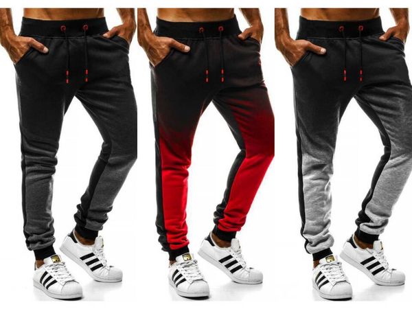 

pant fashion slacks men's leisure sports pants style gradual fitness autumn, Black