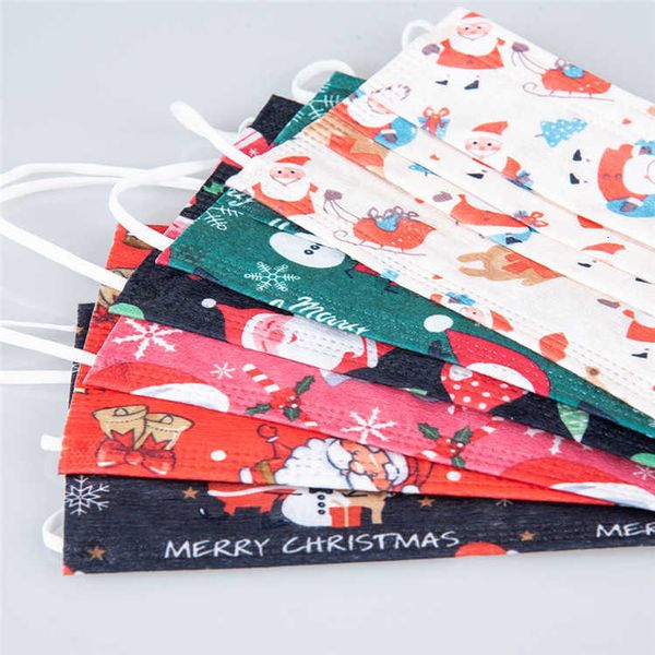 

2021 fashion digner christmas face year disposable three-layer protective thickened party mask fy0111