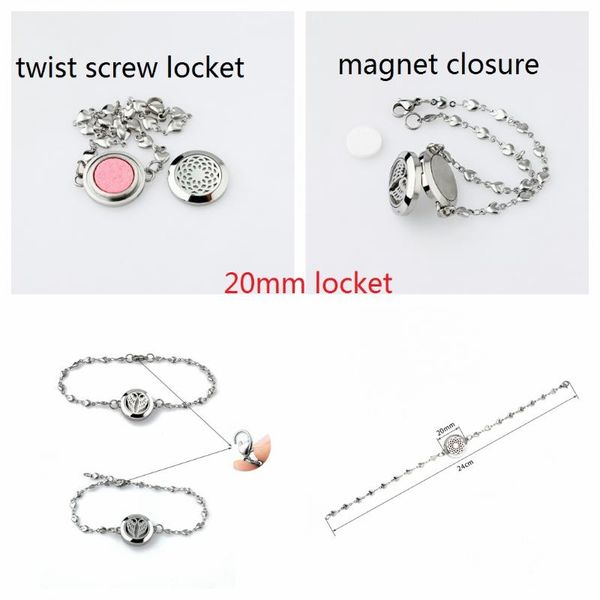 

bangle essential oil aromaperfume locket adjustable 10pad stainless steel chain bracelet 20mm twist screw diffuser kids women gift, Black