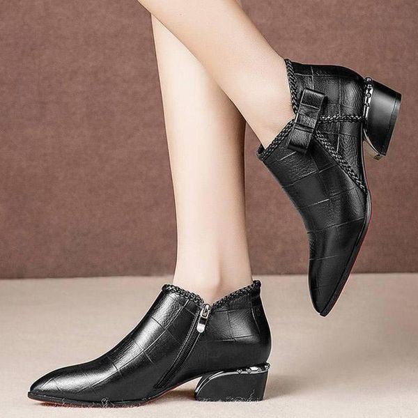 

boots 2021 large size 35-42 woman dress shoes pointed toe oxford women bare black gold heels bow ladies white 78l79