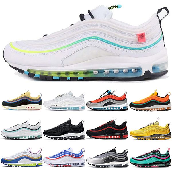

2021 wholesale running shoes 97 97s sneakers mschf x inri jesus sky sunburst aurora green game loyal gradient fade easter sliver bullet red