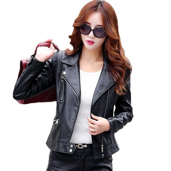

women's leather & faux trending products coat women short jacket autumn outwear youth clothing for 116, Black