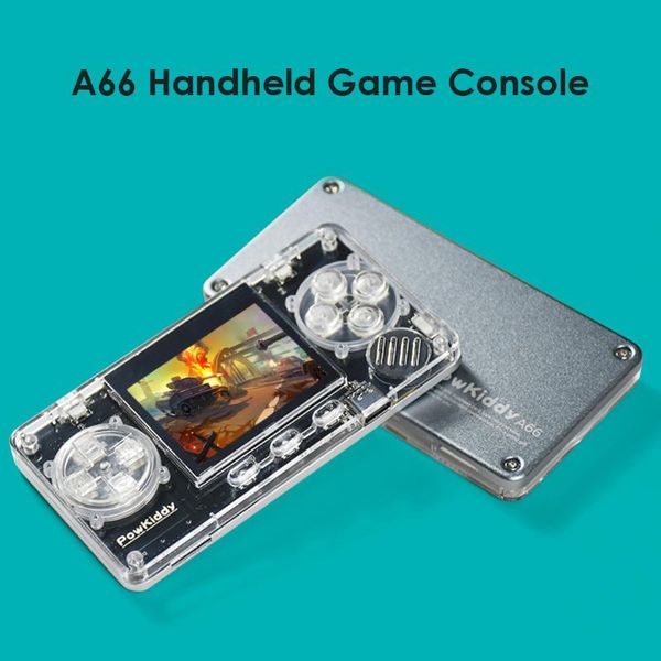 

powkiddy a66 handheld retro game console 2.0 inch ips lcd built-in 4000 games mini pocket video player transparent portable players