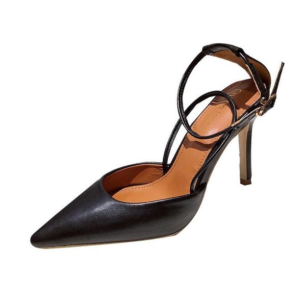 

summer style white luxury designer fashion party sandals stiletto high heels cross straps baotou women shoes, Black