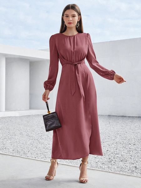 

solid tie front wrap a-line dress p9gn#, Black;gray