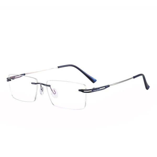 

fashion sunglasses frames colorful rectangular memory metal men and women rimless eyeglasses prescription glasses for myopia & reading frame, Black
