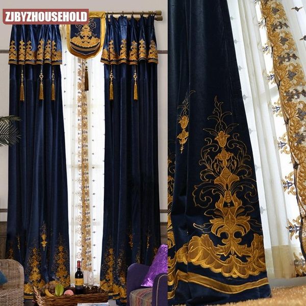 

curtain & drapes blue laser for living room needlepoint embroidered europe floral french window curtainstulle kitchen bedroom