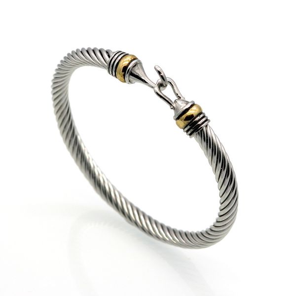 

popular titanium steel wire twisted hook shaped bracelet gold bracelet stainless steel cable women's bracelet 2ojg, Golden;silver