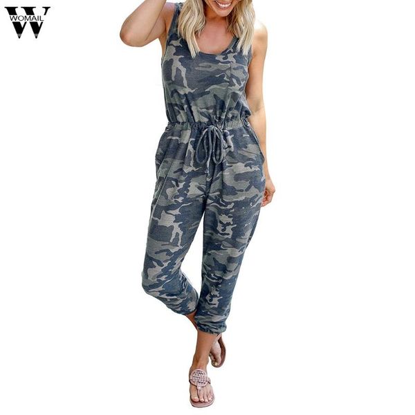

women's jumpsuits & rompers womail jumpsuit 1pc playsuits summer women camouflage o-neck sleeveless off shoulder bandage casual 19 may2, Black;white