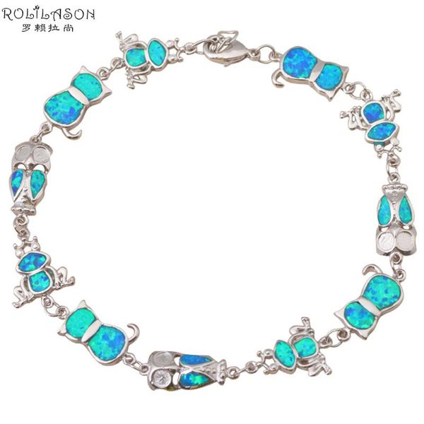 

charm bracelets cat cute wholesale & retail blue fire opal stamped silver fashion jewelry nice gifts ob026, Golden;silver