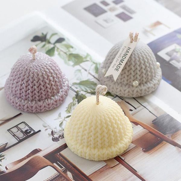

craft tools korean knitted wool hat shape diy candle mould hand soap gypsum mold creative ice hockey silicone home decoration