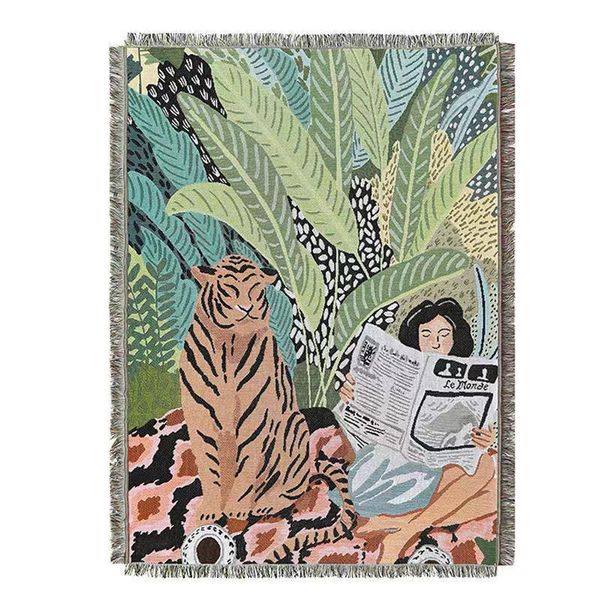 

blankets casual carpet decoration tiger woman bed jetee sofa leisure single tapestry blanket throw