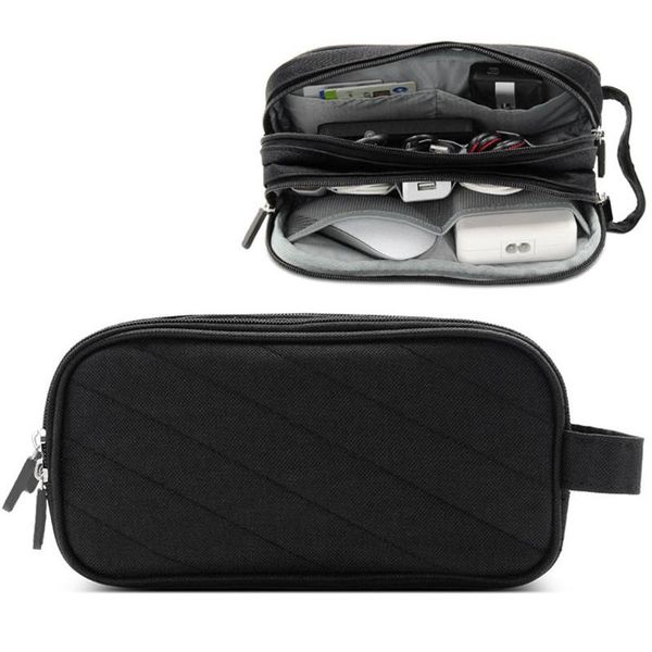 Bolsas de armazenamento Bolsa de organizador de viagens de negócios Pacote de pacote de caixa multifuncional Oxford Fabric Electronics Grid USB Cable Digital Gadget