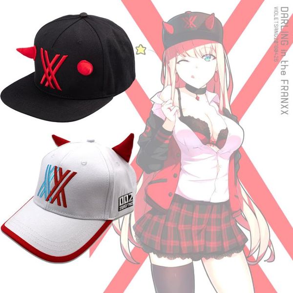 

party masks anime darling in the franxx hat cosplay prop accessories zero two 02 adjustable baseball caps