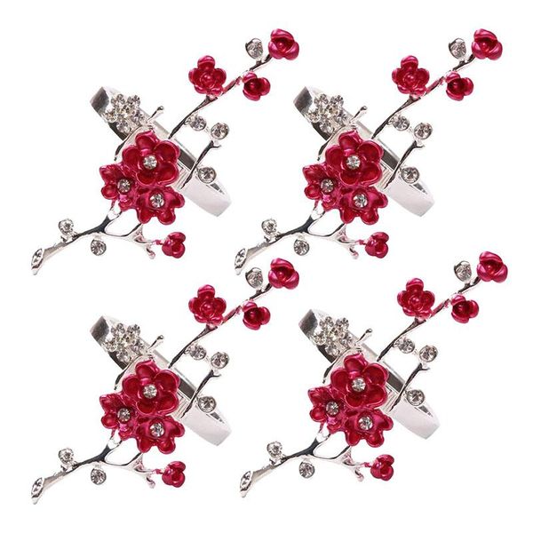 

napkin rings set of 4,napkin holders plant for weddings, family dinners,parties(plum blossom)