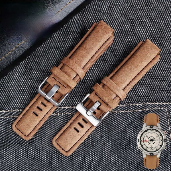 Натуральная кожаный ремешок для часов для Timex Mens Tide Compass T2N721 T2N720 Браслет Bracte 24 * 16 мм H0915