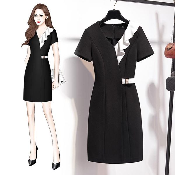 

casual dresses 2021 summer business suit temperament goddess style shopping mall guide high-end beauty salon workwear dress ol, Black;gray