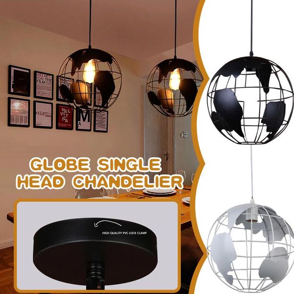

pendant lamps globe chandelier art the earth single head retro ceiling lamp metal suspension fixtures lights home decoration