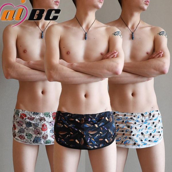 

underpants aibc men's underwear boxer pants ice silk comfortable casual home double-ding aloe a020-al, Black;white