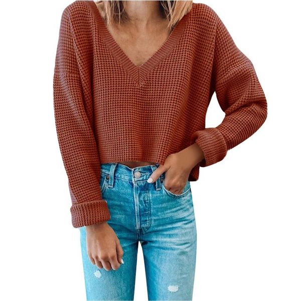 

women's hoodies & sweatshirts chamsgend solid color casual long-sleeved v-neck pullover sweater sudaderas para mujer, Black
