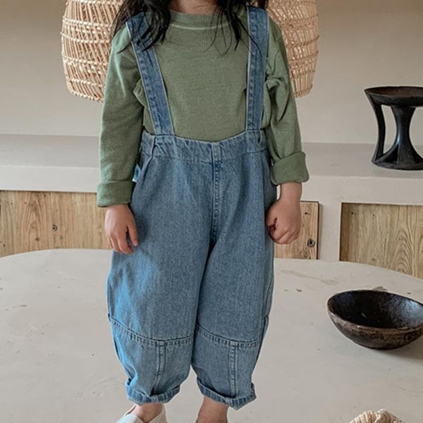 

jumpsuits 2021 spring autumn denim overalls girl clothes jumpsuit for children jeans girls 2-6 years, Blue