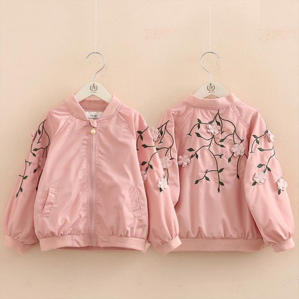 

autumn spring 3 4 5 6 8 10 12 years embroidery flower floral mandarin collar pearl zipper loose jacket for, Blue;gray