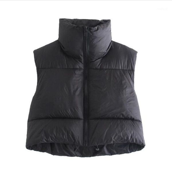 

women's down & parkas 2021 fashion korean version weskit women/girl stand collar pure color sleeveless waistcoat vintage slim short ves, Black