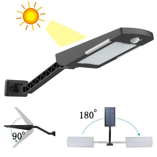 

smart home control outdoor solar lamp 54 led rotatable wall light with pir motion sensor 3 working mode ip65 waterproof 2200mah 600lm