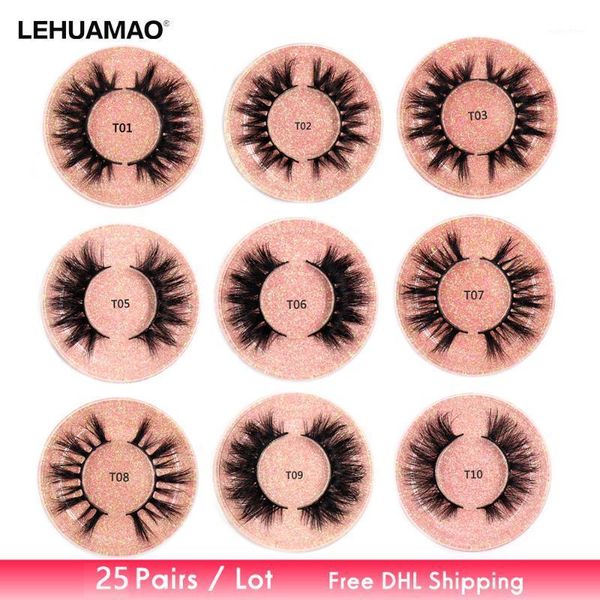 

dhl 25pairs eyelashes 3d mink lashes handmade dramatic cruelty reusable soft cross wholsale1