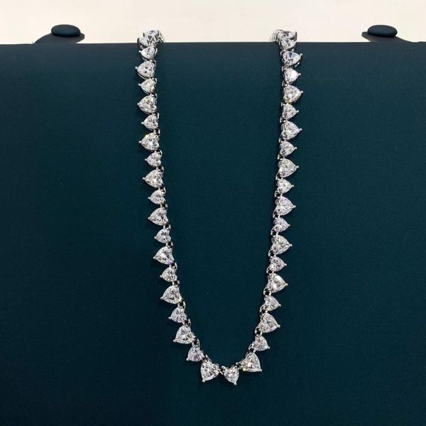 

chains trendy heart cut moissanite choker necklace 100% real 925 sterling silver party wedding necklaces for women bridal jewelry