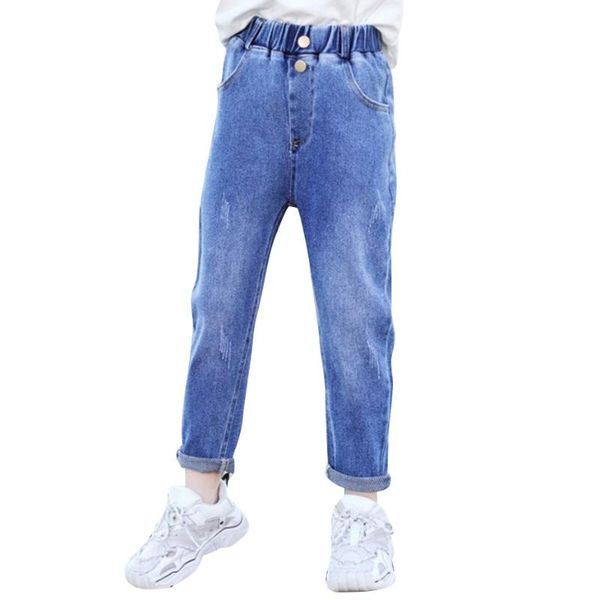

girls jeans spring autumn girl ripped button children's for teenage clothing, Blue