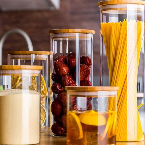 

storage bottles & jars 2pcs glass sealed jar food kitchen home honey tea leaf enzyme bottle box tank with lid flavor container