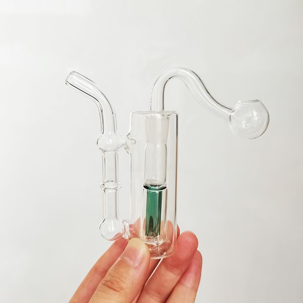 Mini-Glas-Shisha-Ölbrenner, kleiner Rauch-Shisha, einwegbare Glaspfeifen, Aschenfänger, Bong, Perkolator, Bubbler, Tabakkopf, Rauchpfeifenzubehör, Farbe Seegrün