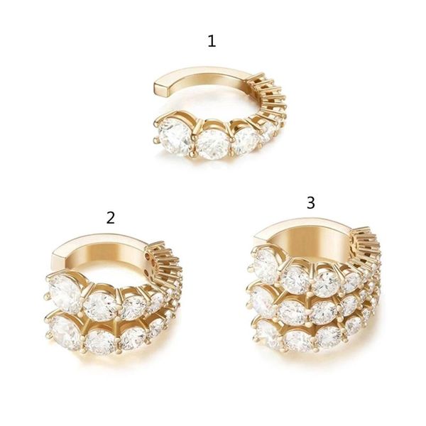

hoop & huggie fashion gold no pierced c-shaped ear cuff outdoor po jewelry rhinestone earrings clip, Golden;silver