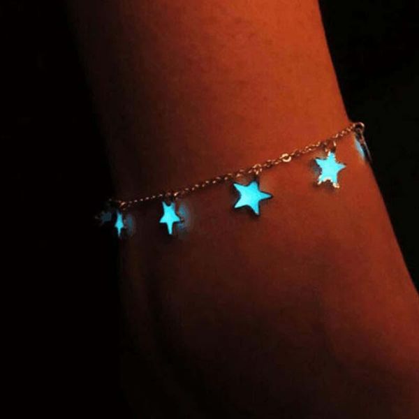 

link, chain fashion luminous star bracelet charm heart bangles for women summer classic handmade bracelets & boho anklets jewelry, Black