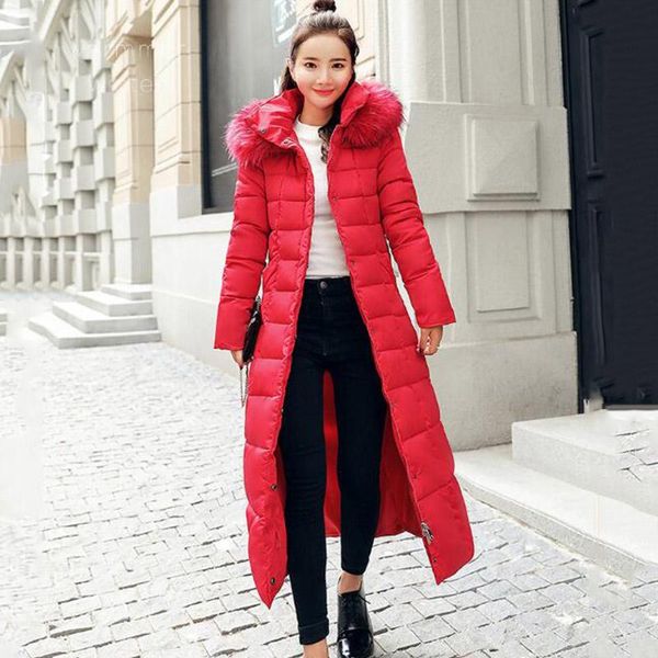 

women's trench coats 2021 korean version winter hooded down jacket women bow tie belt solid color casual loose long sleeve thick coat c, Tan;black