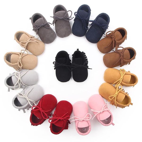 

first walkers baby shoes born boy girl tassel bow to prevent classic lace suede anti-slip crib crawling