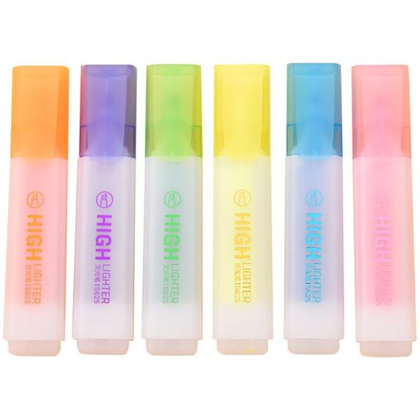 

6pcs high capacity highlighter candy color bulk head highlighters, Black;red