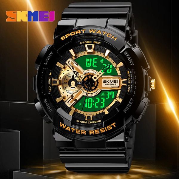 

Wristwatches SKMEI Mens Watches Fashion Military Alarm Digitales Sportwatches Multiple Time Zone Waterproof 2021 Digital Relojes, Gold