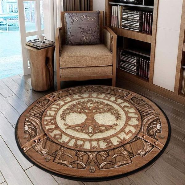 

carpets viking yggdrasil round rug medal pattern graphic living room bedroom inside home carpet