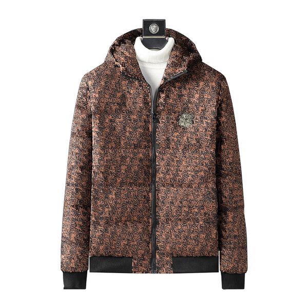 

winter men's down jacket jacket windproof, waterproof, warm, high-quality parka coat chain printing letters baseball uniform hooded fas, Black